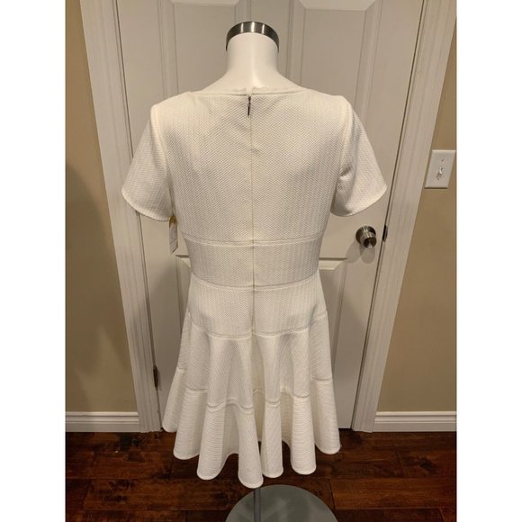Rebecca Taylor White Textured Fit & Flare Short Sleeve Dress, Size 10 (US) NWT! - Picture 6 of 7
